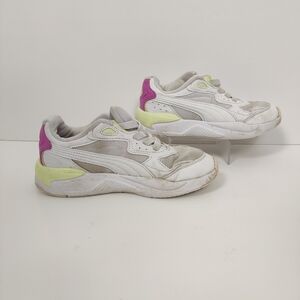 Puma Girl's Sneakers in White Pink Yellow Size 1.5 Sporty Athletic